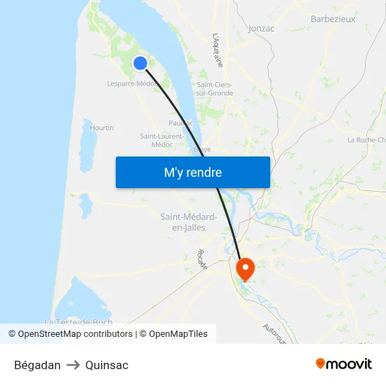 Bégadan to Quinsac map