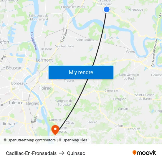 Cadillac-En-Fronsadais to Quinsac map