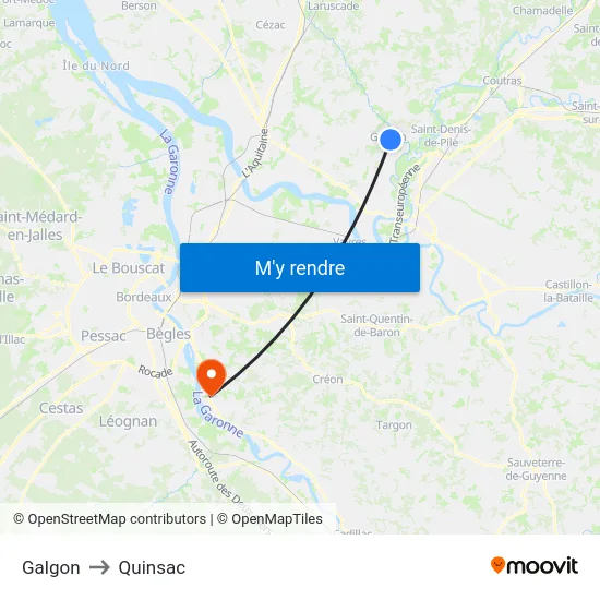 Galgon to Quinsac map