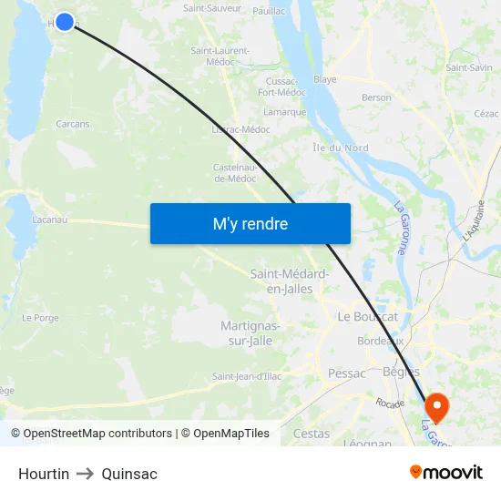 Hourtin to Quinsac map
