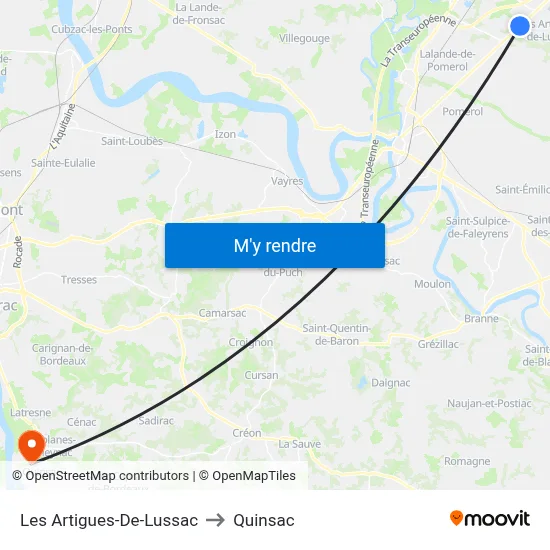 Les Artigues-De-Lussac to Quinsac map