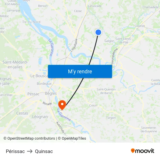 Périssac to Quinsac map