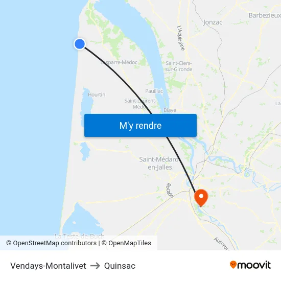 Vendays-Montalivet to Quinsac map