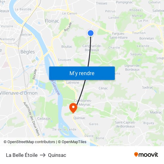 La Belle Étoile to Quinsac map