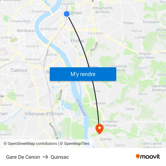 Gare De Cenon to Quinsac map