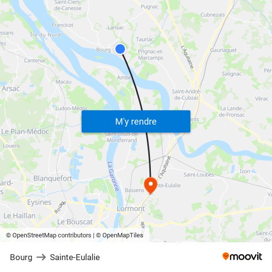Bourg to Sainte-Eulalie map