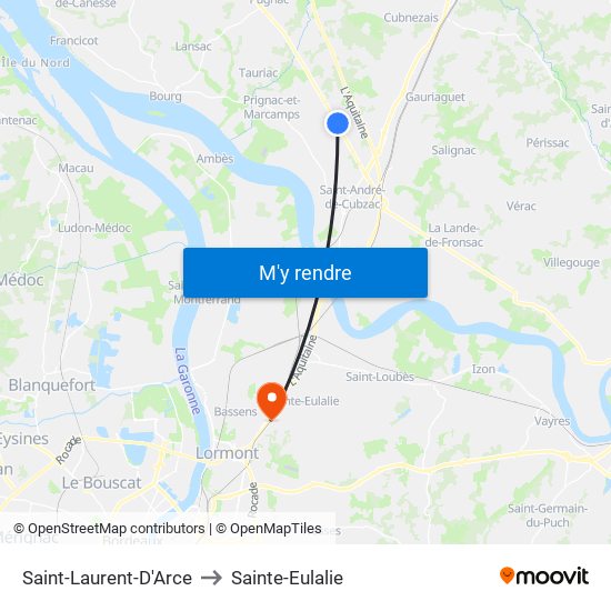 Saint-Laurent-D'Arce to Sainte-Eulalie map