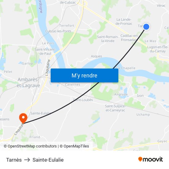 Tarnès to Sainte-Eulalie map