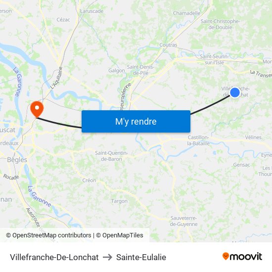 Villefranche-De-Lonchat to Sainte-Eulalie map