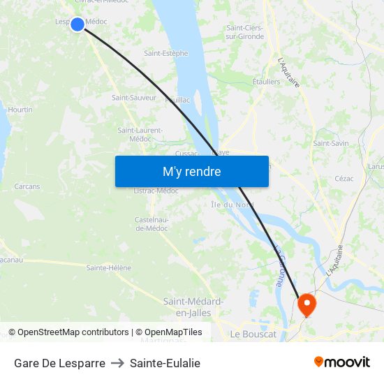 Gare De Lesparre to Sainte-Eulalie map