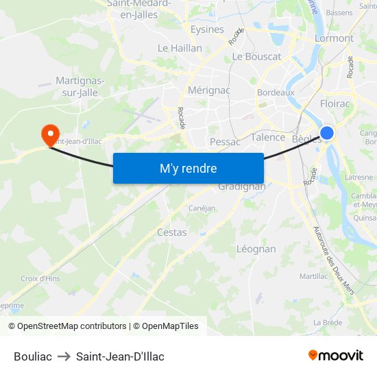 Bouliac to Saint-Jean-D'Illac map