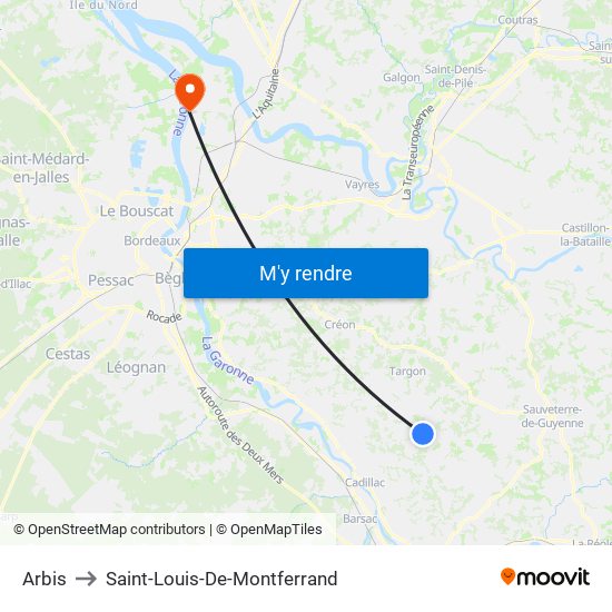 Arbis to Saint-Louis-De-Montferrand map