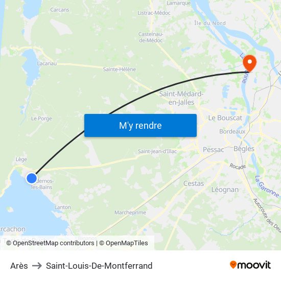 Arès to Saint-Louis-De-Montferrand map