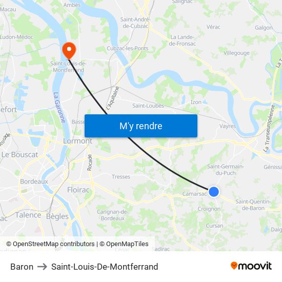 Baron to Saint-Louis-De-Montferrand map