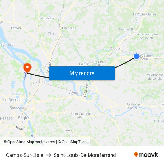 Camps-Sur-L'Isle to Saint-Louis-De-Montferrand map