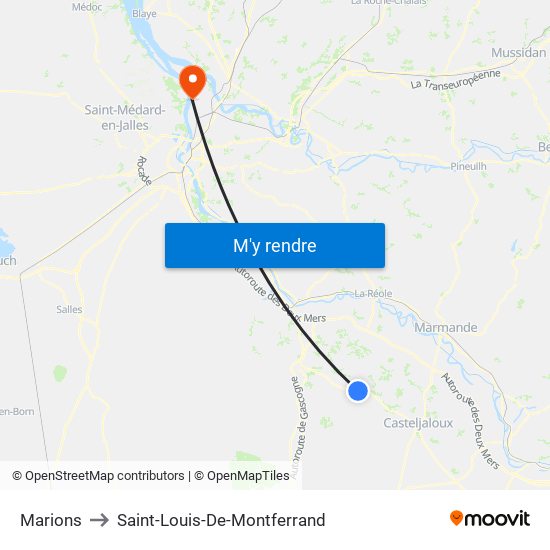 Marions to Saint-Louis-De-Montferrand map