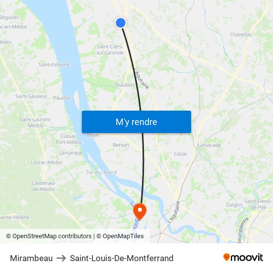 Mirambeau to Saint-Louis-De-Montferrand map