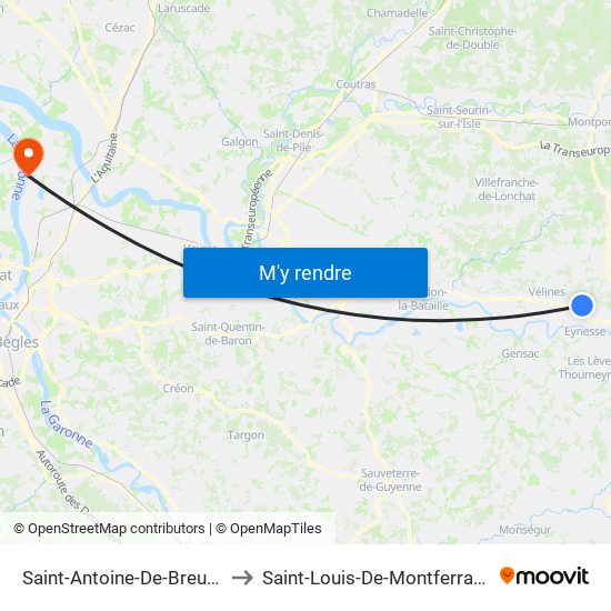 Saint-Antoine-De-Breuilh to Saint-Louis-De-Montferrand map