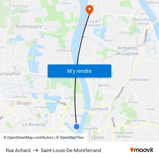 Rue Achard to Saint-Louis-De-Montferrand map