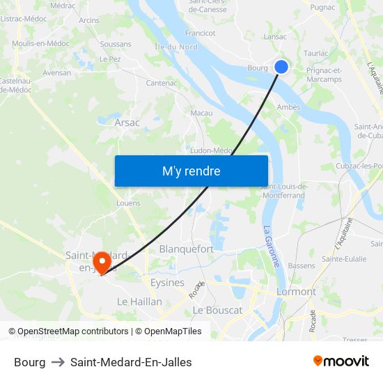 Bourg to Saint-Medard-En-Jalles map