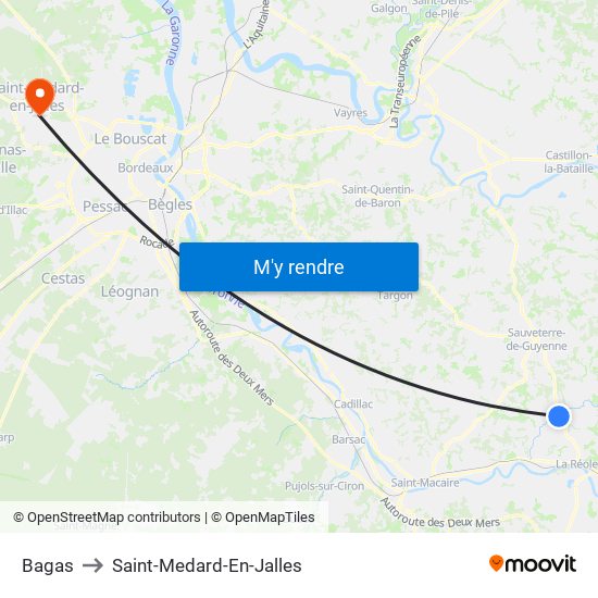 Bagas to Saint-Medard-En-Jalles map