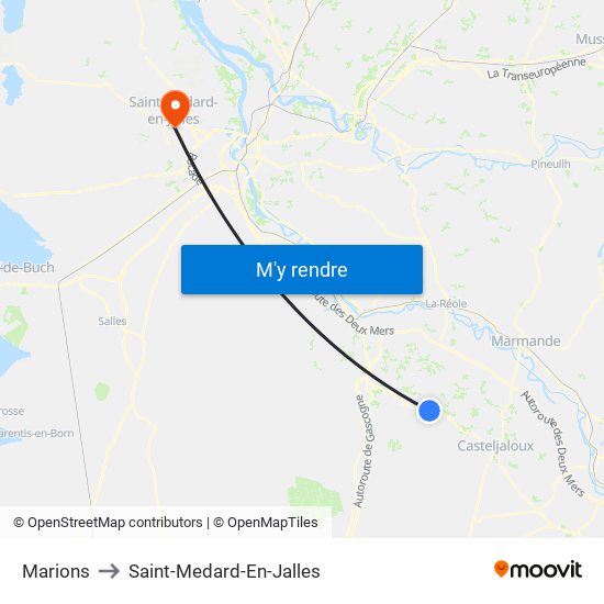 Marions to Saint-Medard-En-Jalles map