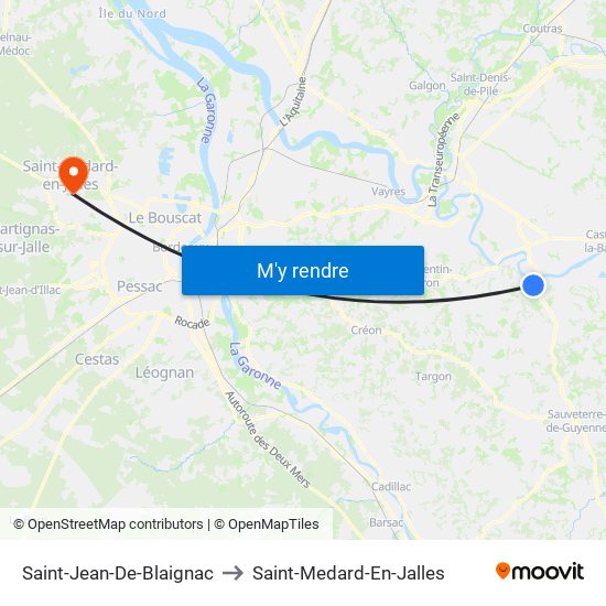 Saint-Jean-De-Blaignac to Saint-Medard-En-Jalles map