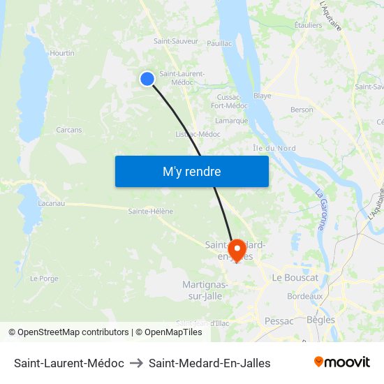 Saint-Laurent-Médoc to Saint-Medard-En-Jalles map