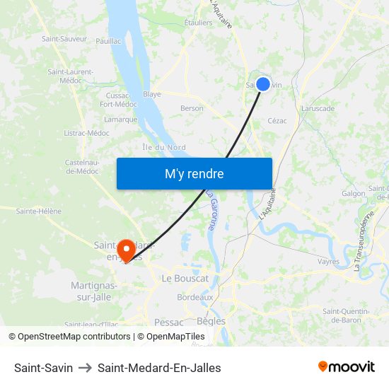 Saint-Savin to Saint-Medard-En-Jalles map