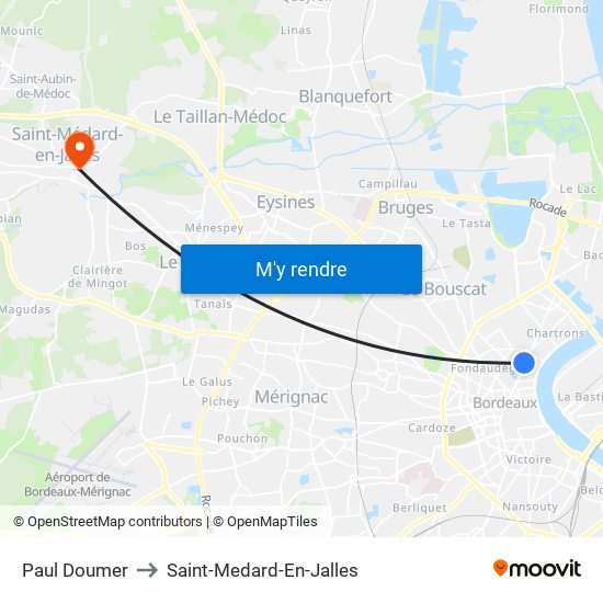 Paul Doumer to Saint-Medard-En-Jalles map