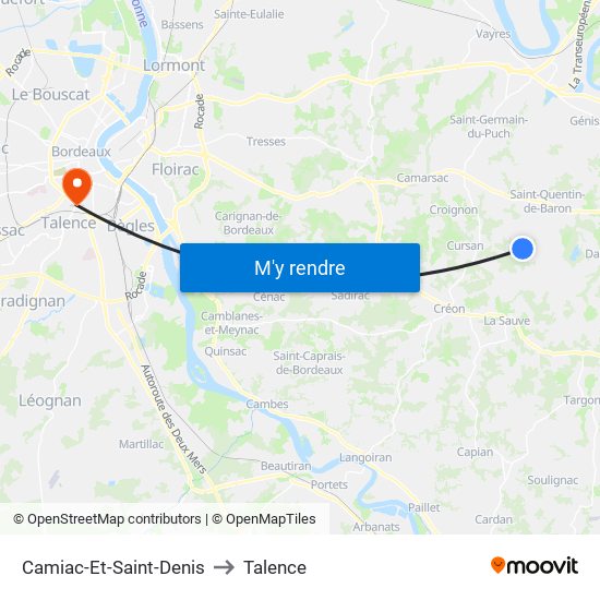 Camiac-Et-Saint-Denis to Talence map