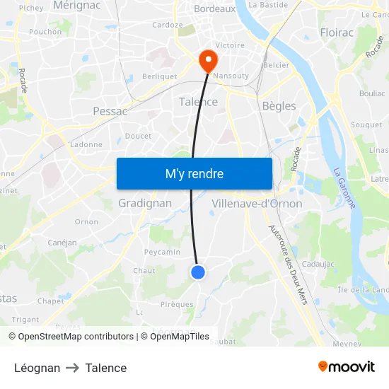 Léognan to Talence map
