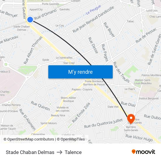 Stade Chaban Delmas to Talence map