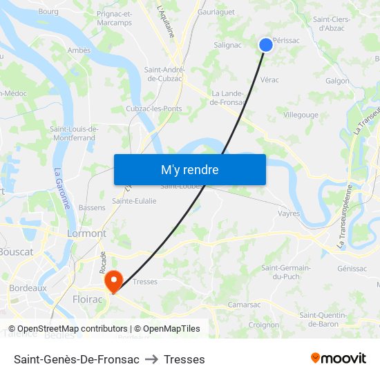 Saint-Genès-De-Fronsac to Tresses map