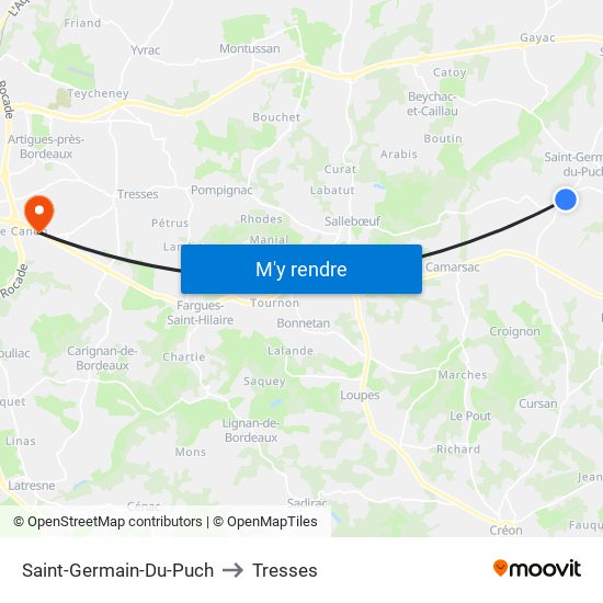 Saint-Germain-Du-Puch to Tresses map