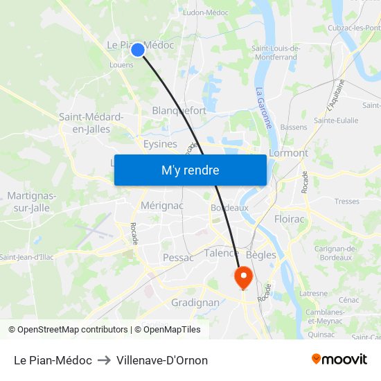 Le Pian-Médoc to Villenave-D'Ornon map