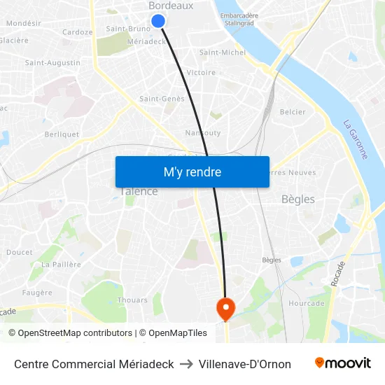 Centre Commercial Mériadeck to Villenave-D'Ornon map