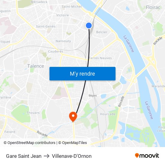 Gare Saint Jean to Villenave-D'Ornon map