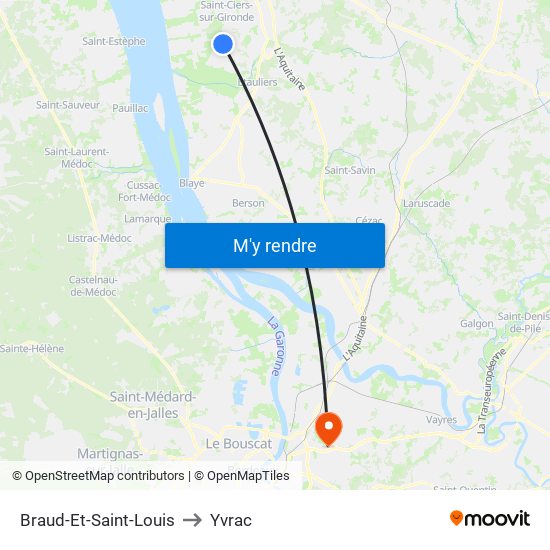 Braud-Et-Saint-Louis to Yvrac map