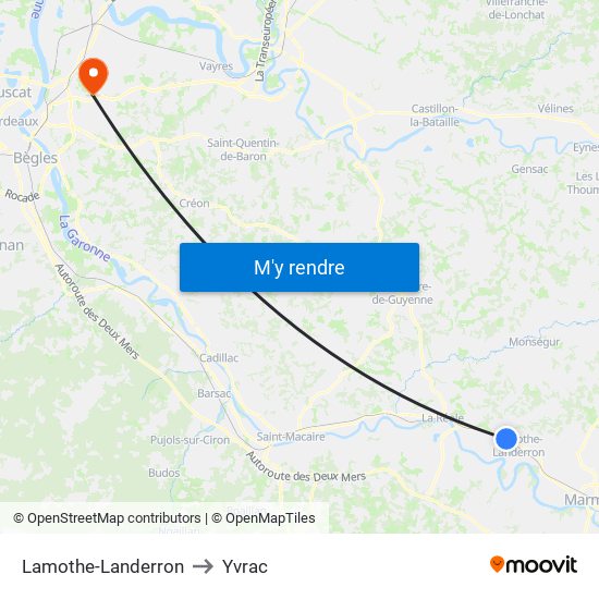 Lamothe-Landerron to Yvrac map