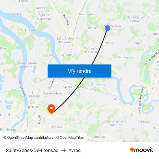 Saint-Genès-De-Fronsac to Yvrac map