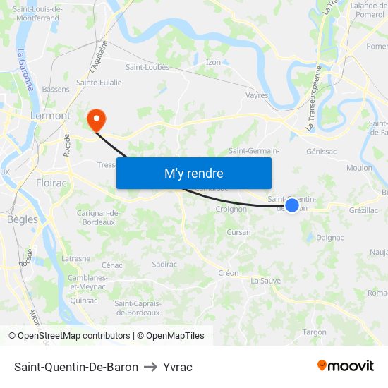 Saint-Quentin-De-Baron to Yvrac map