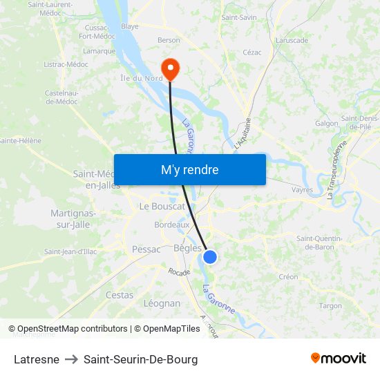 Latresne to Saint-Seurin-De-Bourg map