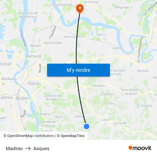 Madirac to Asques map