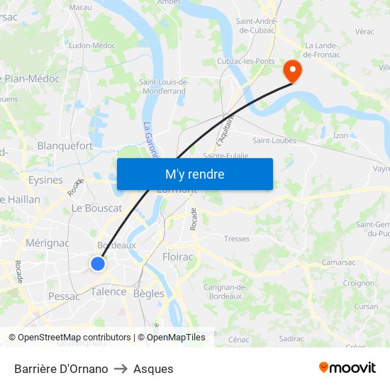 Barrière D'Ornano to Asques map