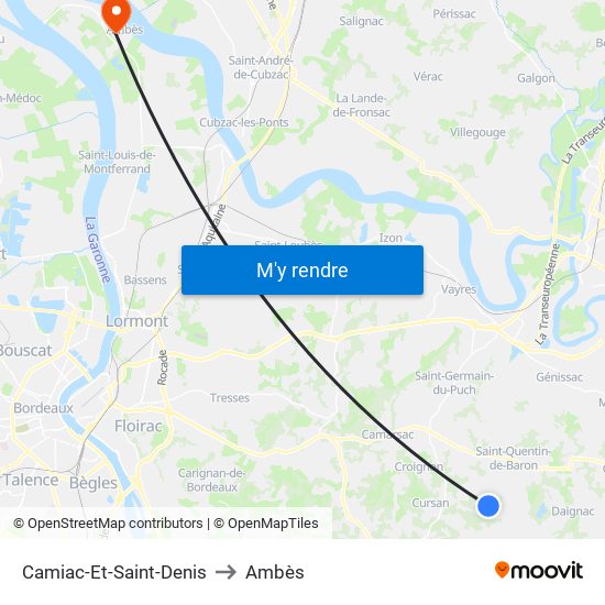 Camiac-Et-Saint-Denis to Ambès map