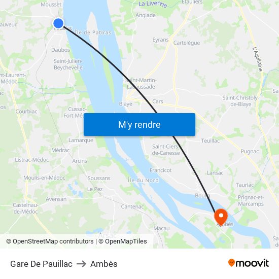 Gare De Pauillac to Ambès map