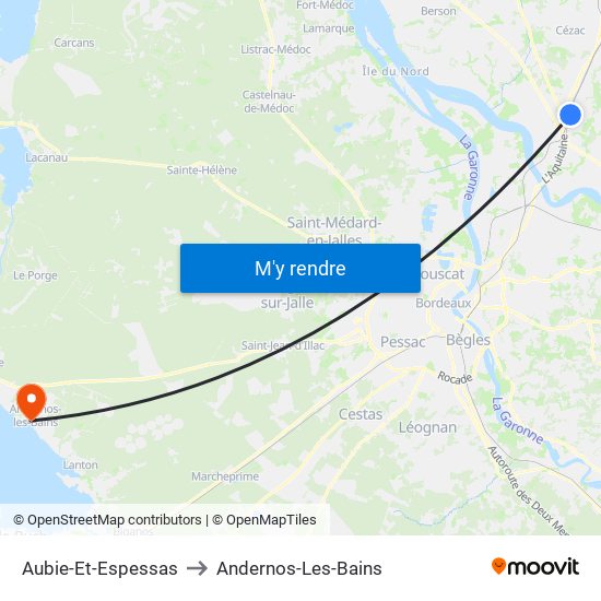 Aubie-Et-Espessas to Andernos-Les-Bains map