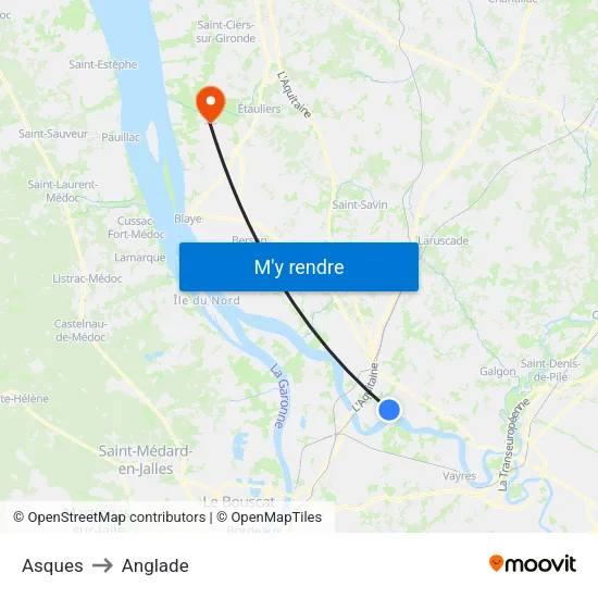 Asques to Anglade map