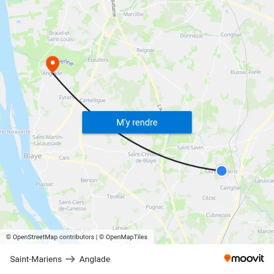 Saint-Mariens to Anglade map